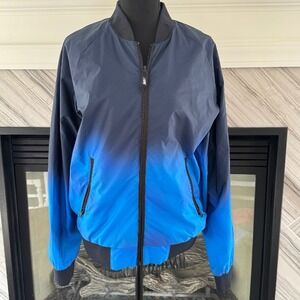 American Eagle Ombre Bomber Jacket Full‎ Zip Lightweight Blue Small